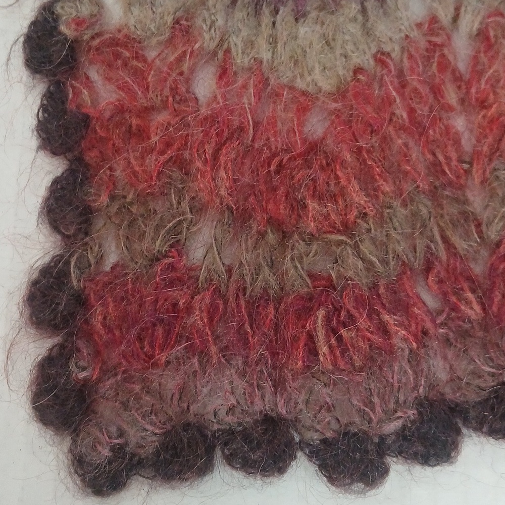 Multi-color Zigzag Knit Scarf Cozy Mohair-Wool Lace Scalloped Hem NO Itch - Picture 7 of 8